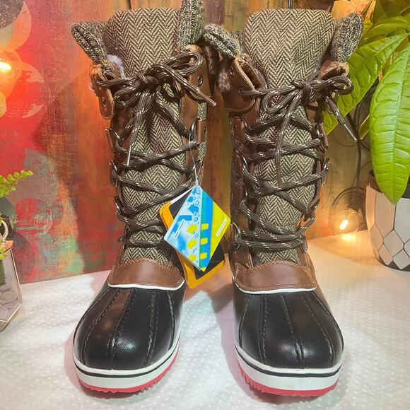 DREAM PAIRS Women's Mid Calf Winter Snow Boots, 6 M US, Brown - Picture 4 of 12